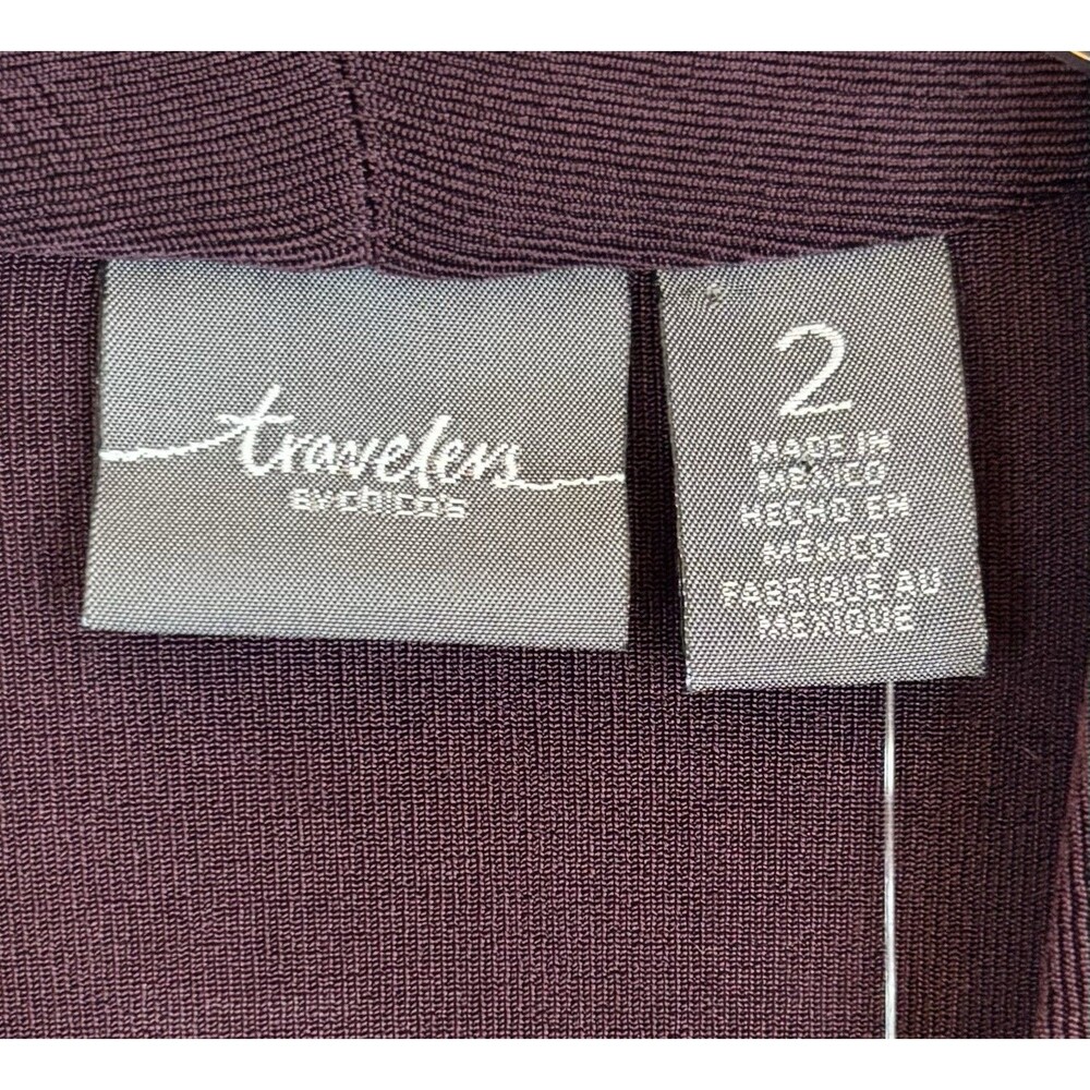 CHICO'S Travelers Dark Mulberry One Button Jacket 2 Large 12/14 Cardigan - Picture 3 of 12